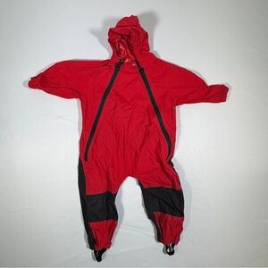 Hapiu Red Hooded Rainsuit 3T